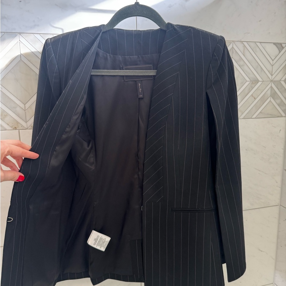 BCBG Black Pinstripe Blazer Cape Style - Picture 2 of 5